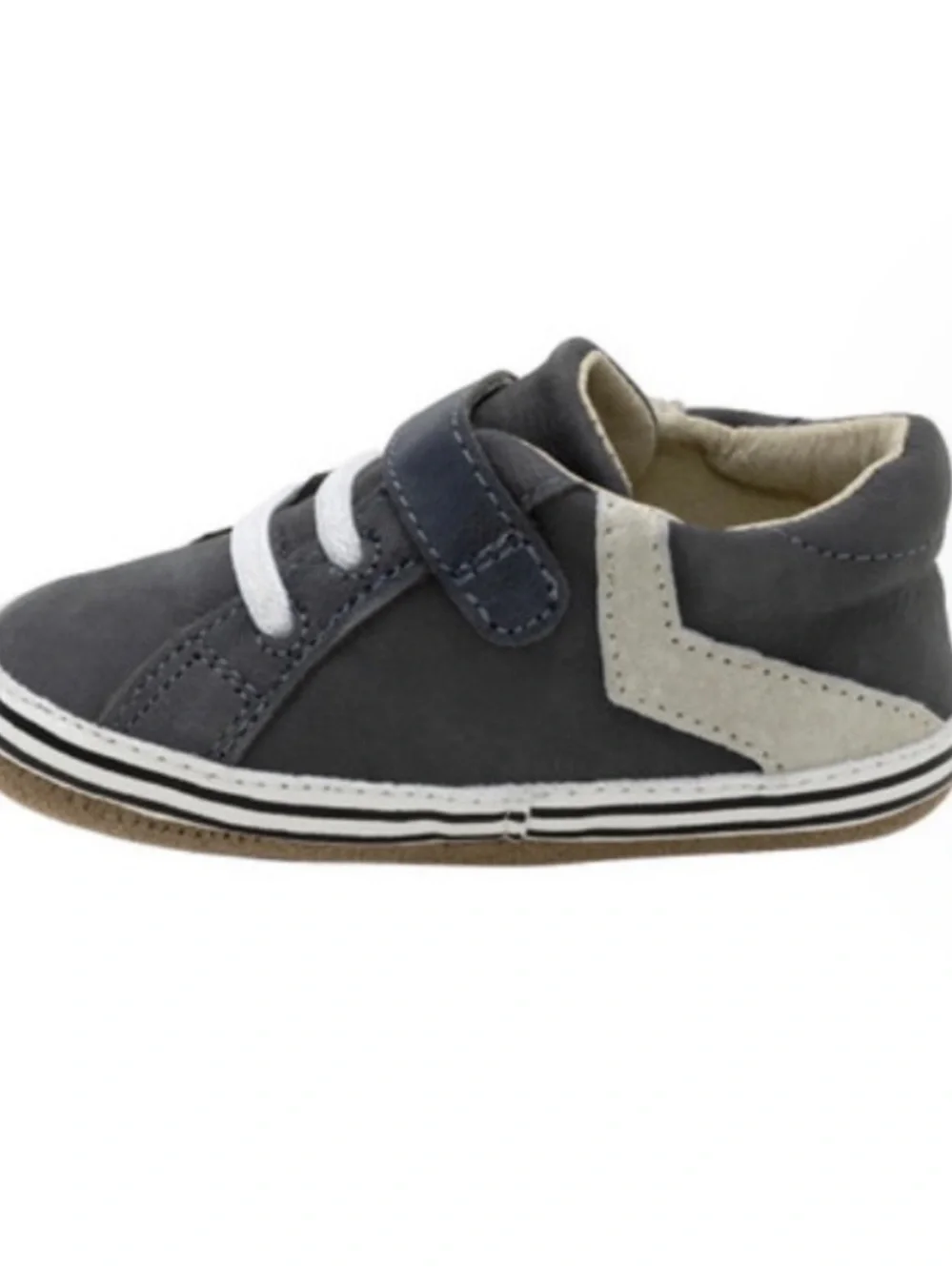 NEW Robeez First Kicks Adam Shoes Charcoal Leather 9-12 months Baby Shoes NWT